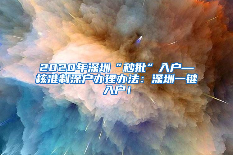 2020年深圳“秒批”入户—核准制深户办理办法：深圳一键入户！