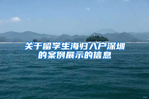 关于留学生海归入户深圳的案例展示的信息