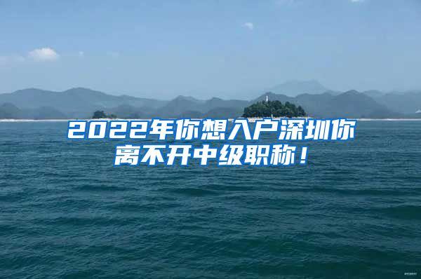 2022年你想入户深圳你离不开中级职称！