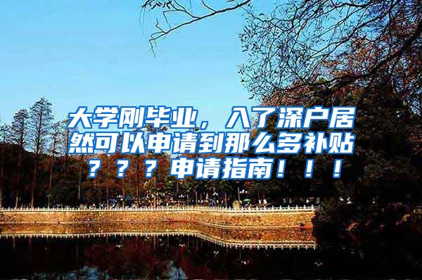 大学刚毕业，入了深户居然可以申请到那么多补贴？？？申请指南！！！