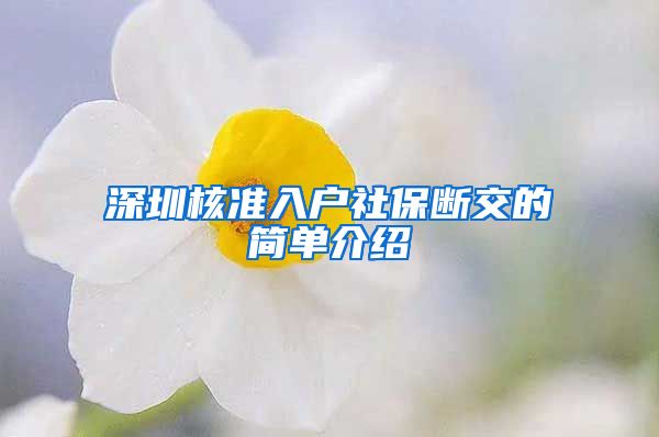 深圳核准入户社保断交的简单介绍