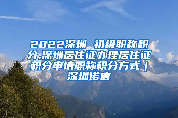 2022深圳 初级职称积分,深圳居住证办理居住证积分申请职称积分方式｜深圳诺唐