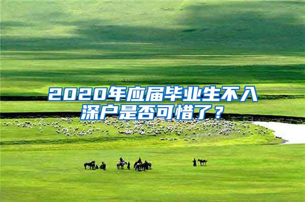 2020年应届毕业生不入深户是否可惜了？