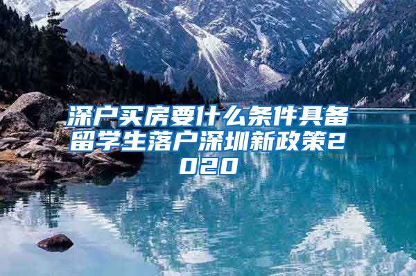 深户买房要什么条件具备留学生落户深圳新政策2020