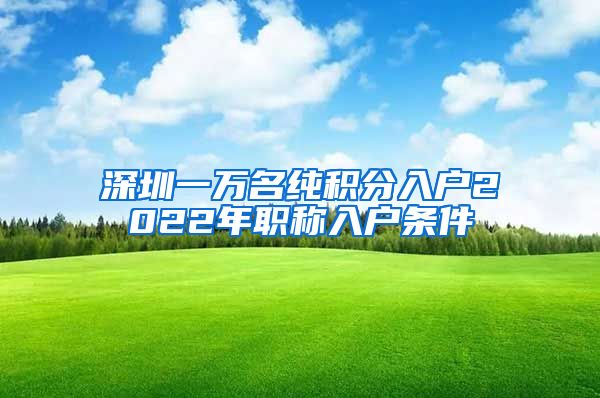 深圳一万名纯积分入户2022年职称入户条件