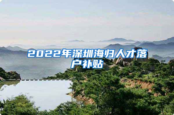 2022年深圳海归人才落户补贴