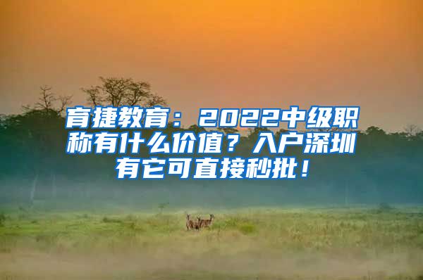 育捷教育：2022中级职称有什么价值？入户深圳有它可直接秒批！