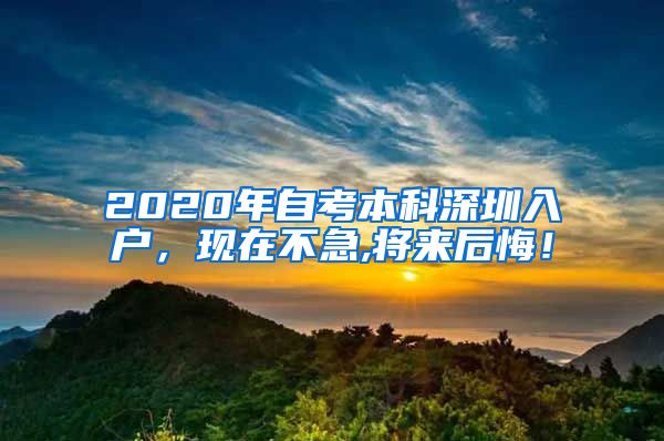 2020年自考本科深圳入户，现在不急,将来后悔！