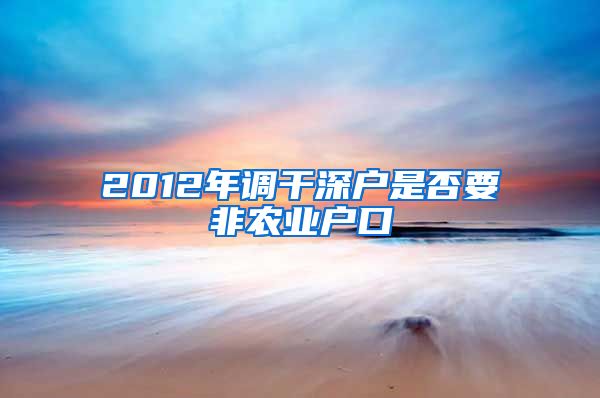 2012年调干深户是否要非农业户口