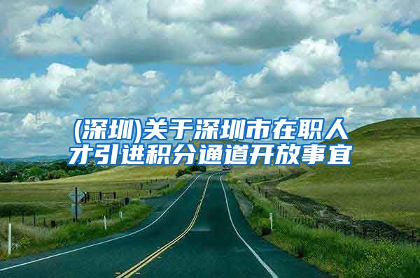 (深圳)关于深圳市在职人才引进积分通道开放事宜