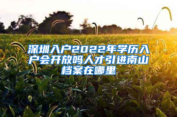 深圳入户2022年学历入户会开放吗人才引进南山档案在哪里