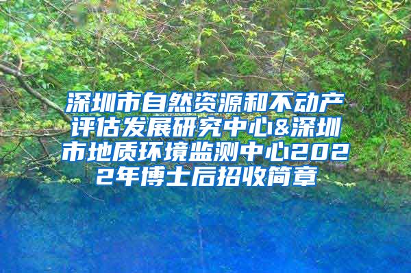 深圳市自然资源和不动产评估发展研究中心&深圳市地质环境监测中心2022年博士后招收简章
