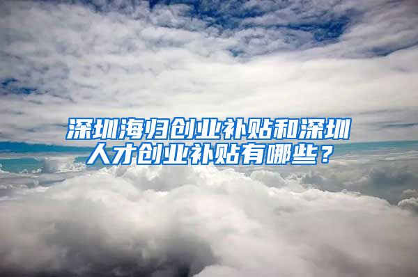 深圳海归创业补贴和深圳人才创业补贴有哪些？