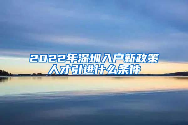2022年深圳入户新政策人才引进什么条件