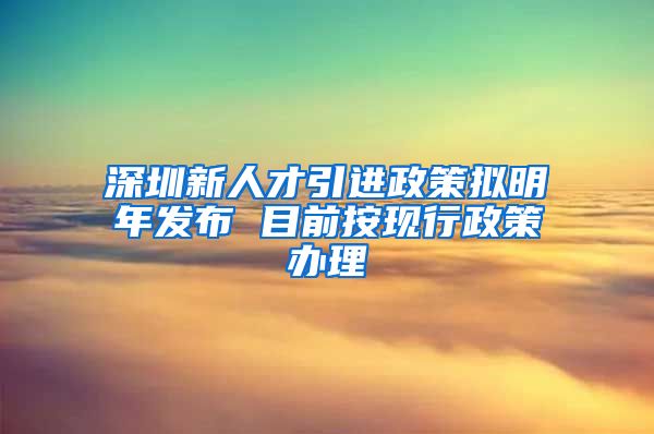 深圳新人才引进政策拟明年发布 目前按现行政策办理