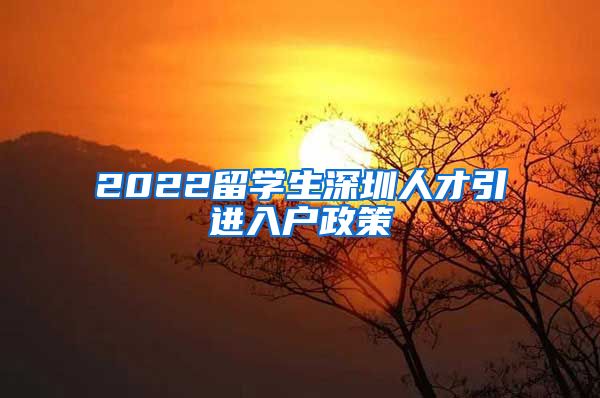 2022留学生深圳人才引进入户政策