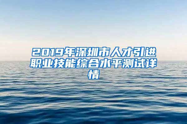 2019年深圳市人才引进职业技能综合水平测试详情
