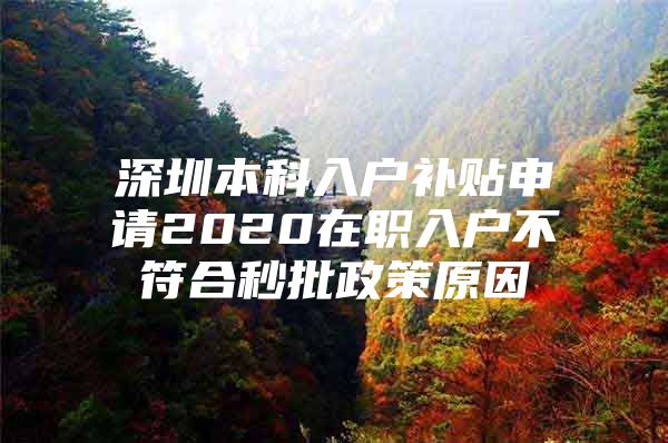 深圳本科入户补贴申请2020在职入户不符合秒批政策原因
