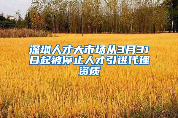 深圳人才大市场从3月31日起被停止人才引进代理资质