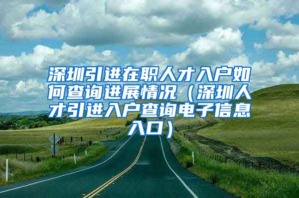 深圳引进在职人才入户如何查询进展情况（深圳人才引进入户查询电子信息入口）