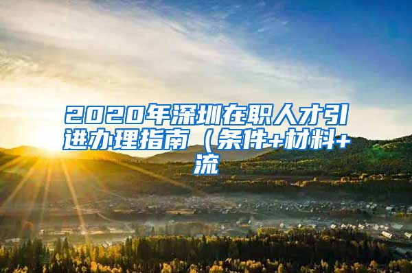 2020年深圳在职人才引进办理指南（条件+材料+流