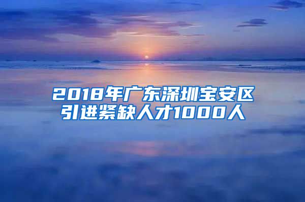 2018年广东深圳宝安区引进紧缺人才1000人