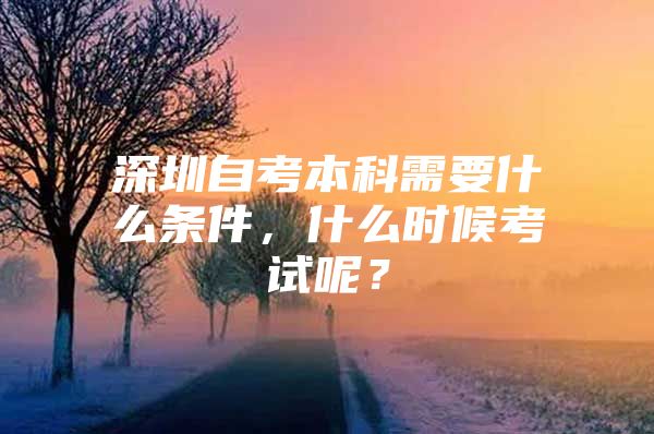 深圳自考本科需要什么条件，什么时候考试呢？
