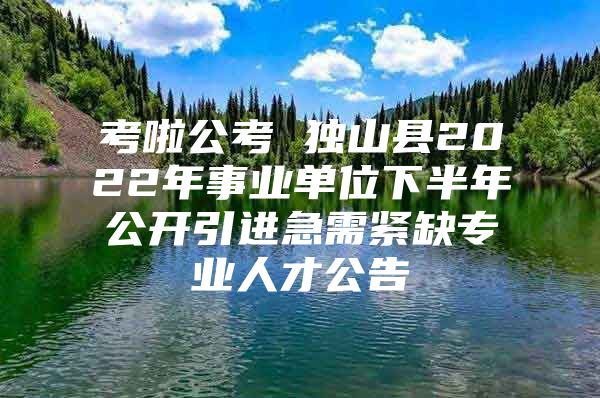 考啦公考 独山县2022年事业单位下半年公开引进急需紧缺专业人才公告